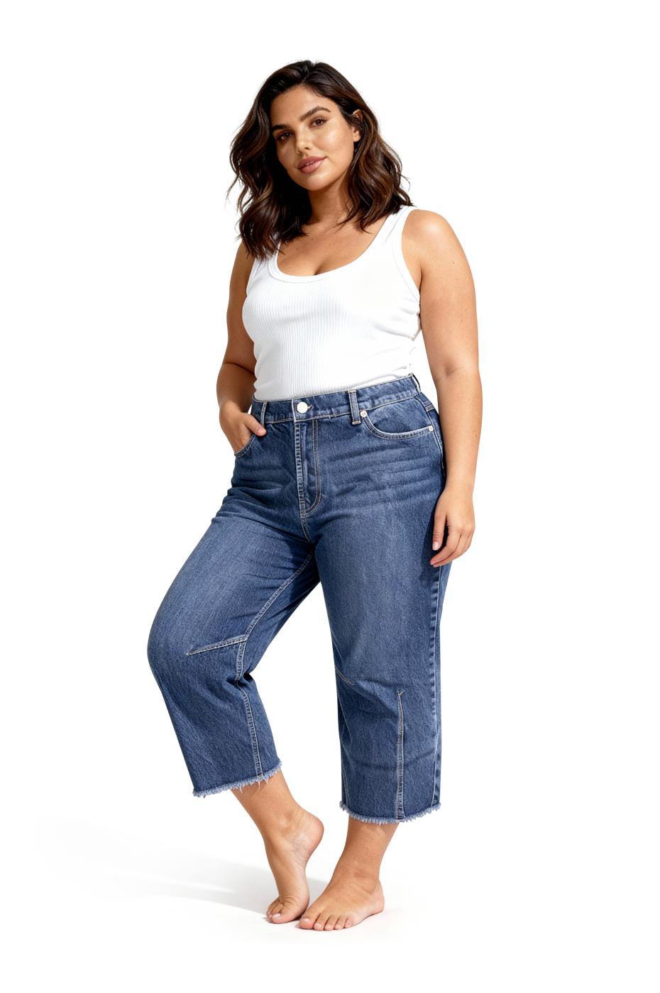 Dora Barrel Fit -  Mid Blue